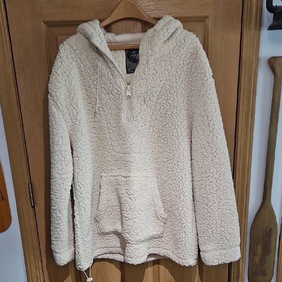 Jackets & Blazers - Cream Sherpa Hoodie Pullover